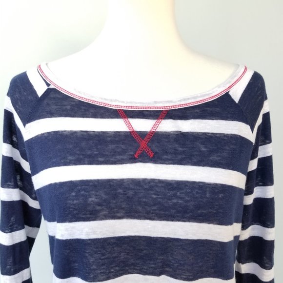 Joie Striped Nautical Linen Tee 3/4 Sleeve Small S - Picture 5 of 8